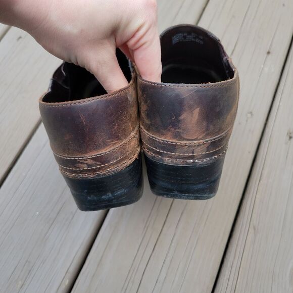 Dansko Professional Pepper Brown Oiled Leather Platform Distressed Clogs 39 - Picture 5 of 10